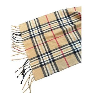 plaid winter Scarf Beige Tartan Plaid 70" x 12" Unisex